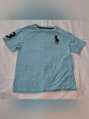 Polo by Ralph Lauren KIDS SIZE S (8) Light Heather Blue Short Sleeve Logo Tee